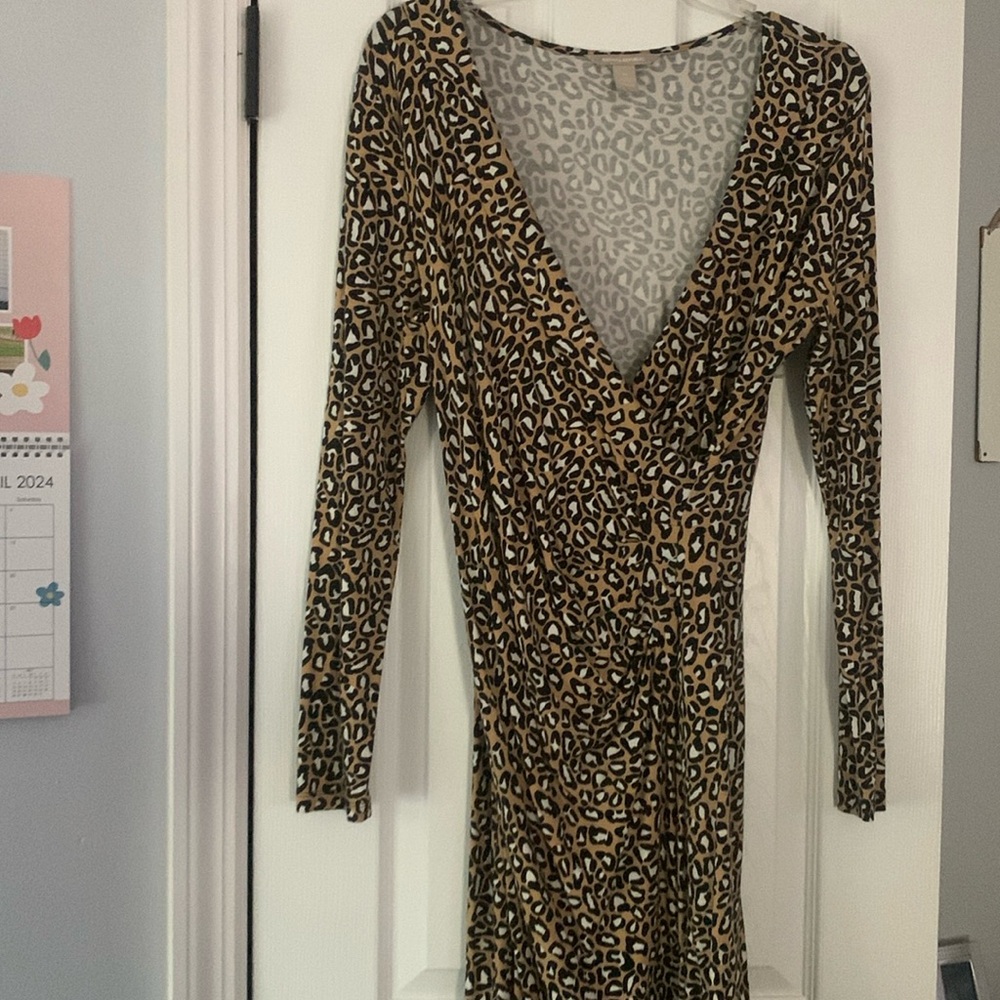 Black and Tan print long sleeve Dress